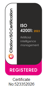 Tech Geek UK Ltd certified management systems mark for ISO/IEC 42001:2023, certificate 523352026.